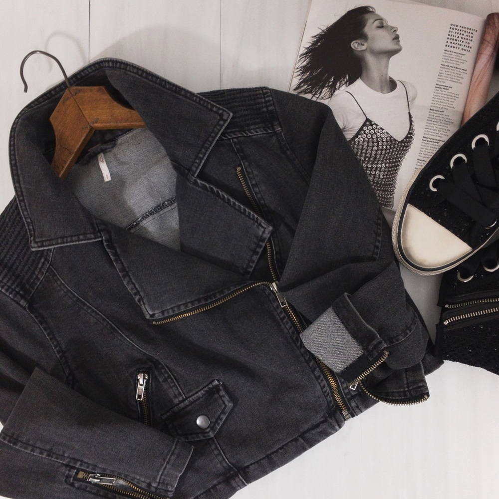 Free People • Asymmetrical Zippered Moto Jacket